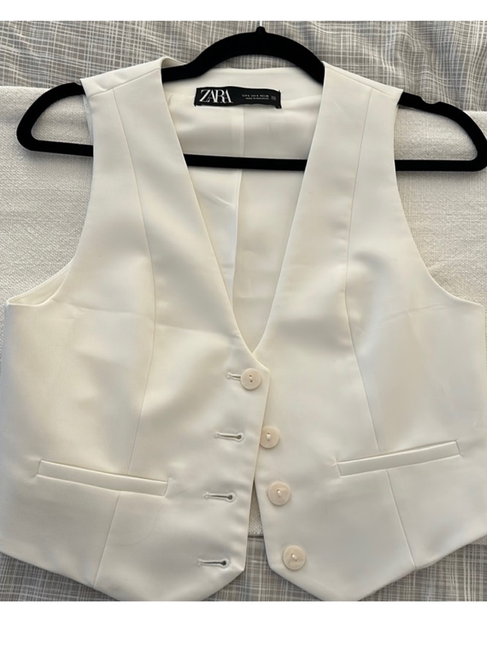 ZARA White Tailored Vest small